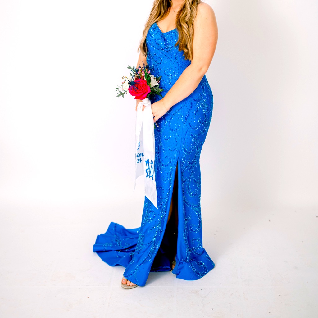 Sherri Hill Blue Rhinestone Dress Size 8